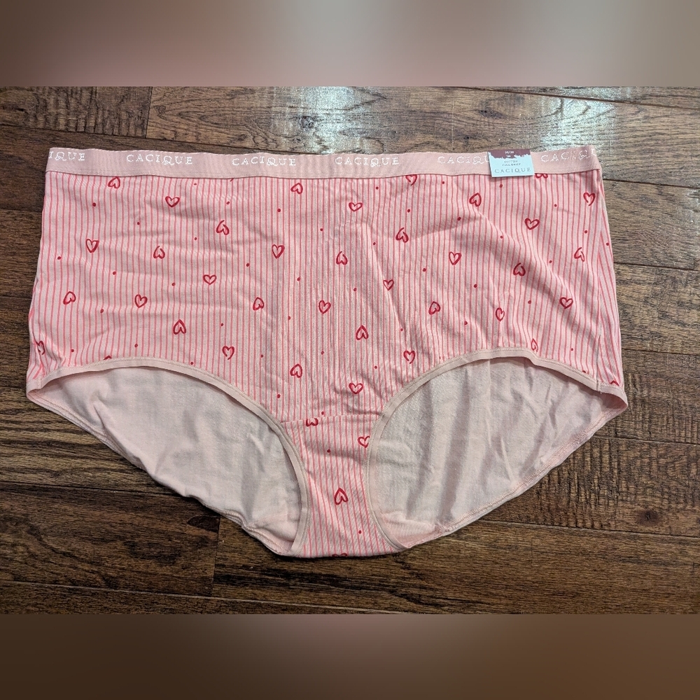Lane Bryant CACIQUE COTTON FULL BRIEF Plus Size 26/28 4x  Pink Heart Panties